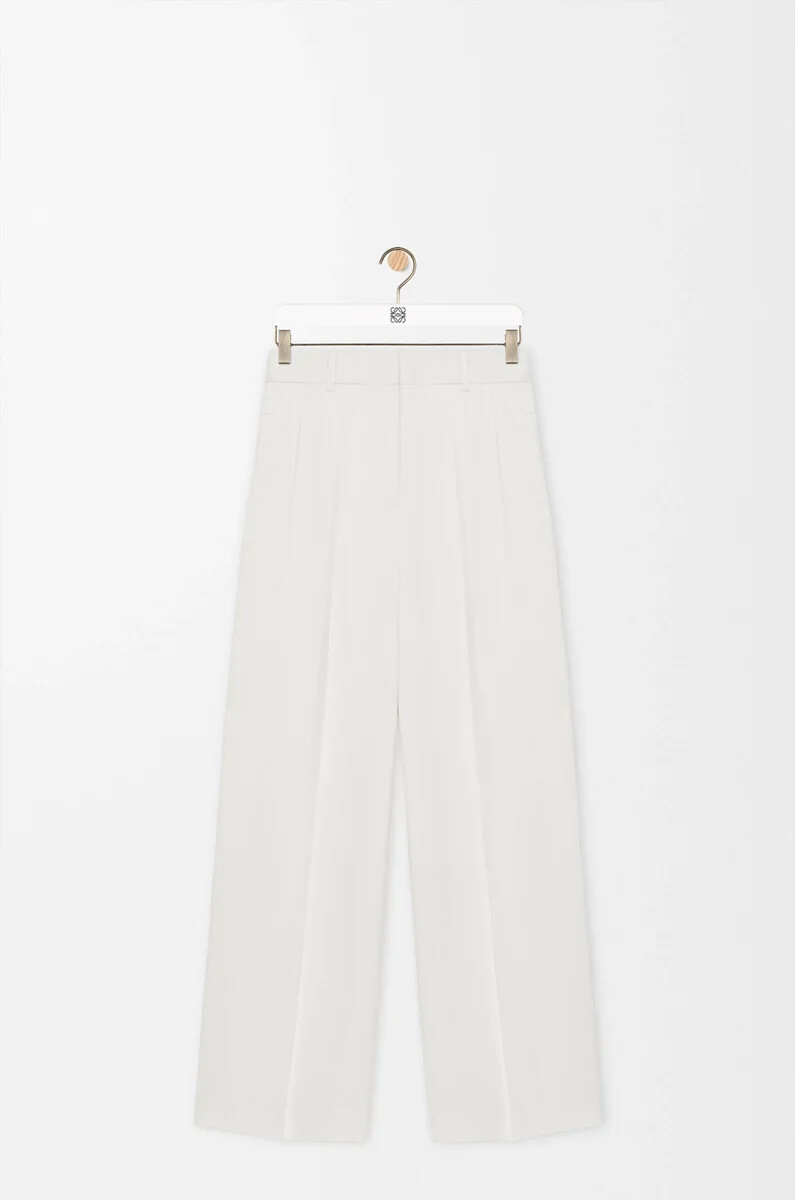 pantaloni in misto viscosa elasticizzata bianco