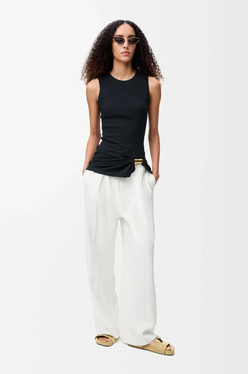 pantaloni in misto viscosa elasticizzata bianco