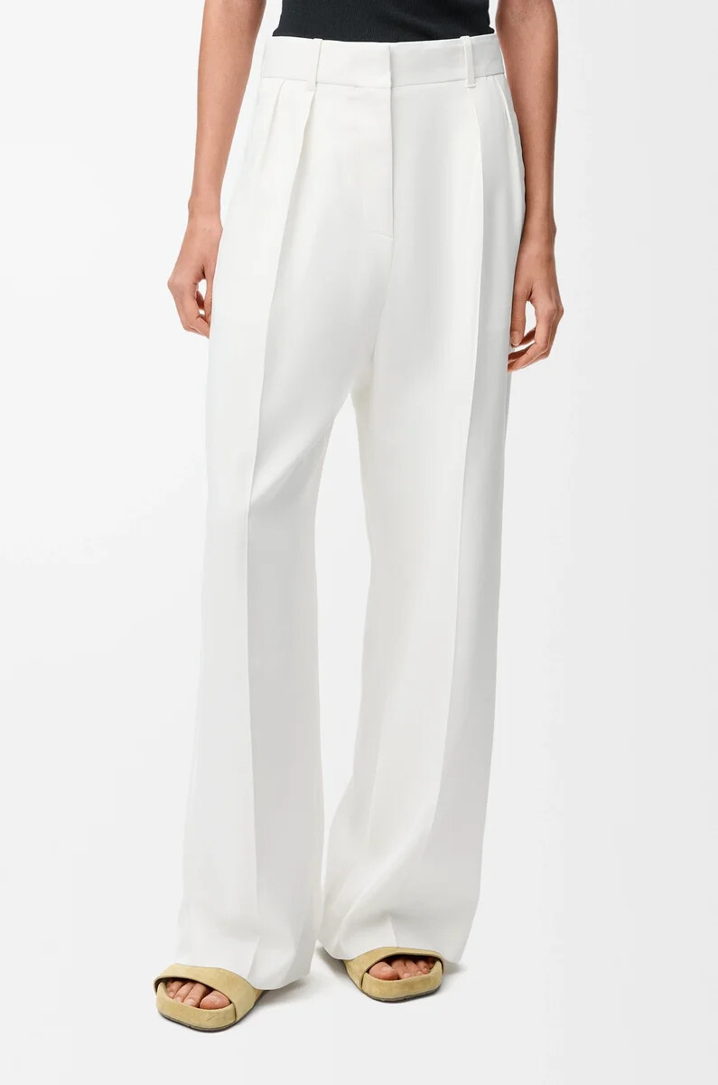 pantaloni in misto viscosa elasticizzata bianco