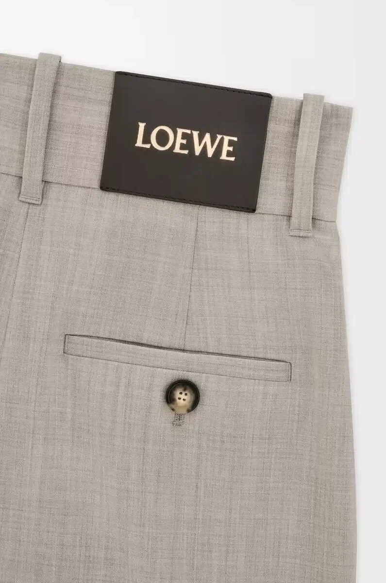 pantaloni cropped avvolgenti in lana light beige melange