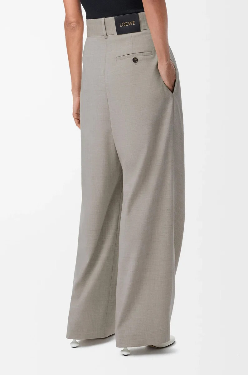 pantaloni avvolgenti in lana light beige melange