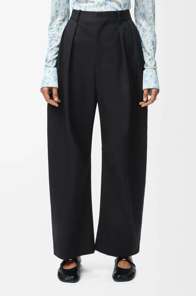 pantaloni a botte in cotone e seta nero