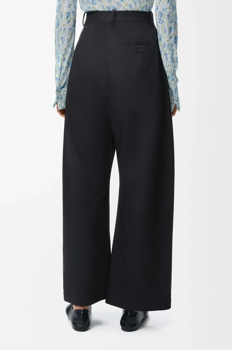 pantaloni a botte in cotone e seta nero