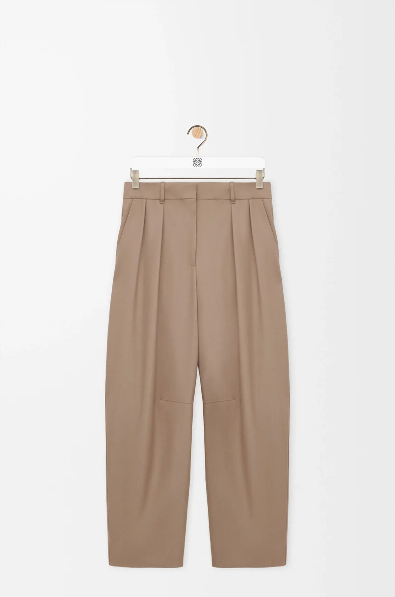 pantaloni a botte in lana sabbia