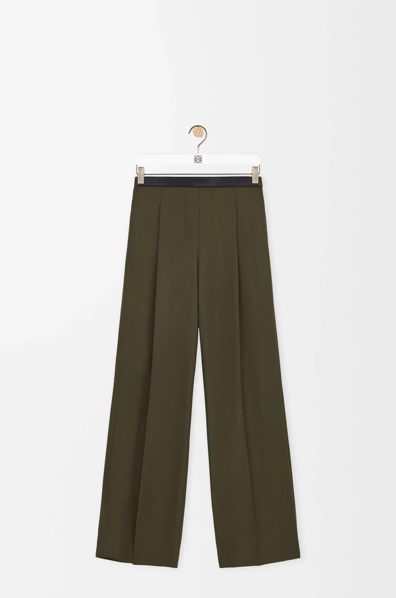 pantaloni in lana verde kaki