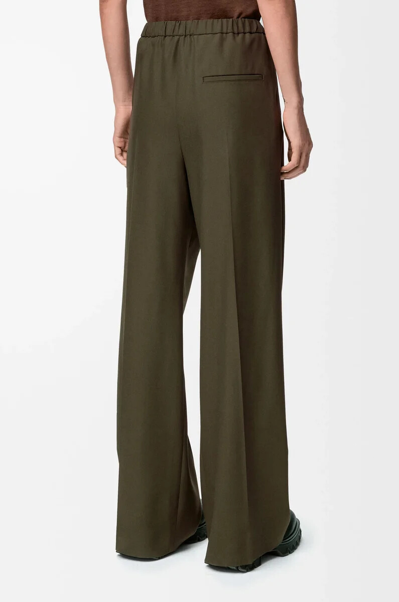 pantaloni in lana verde kaki