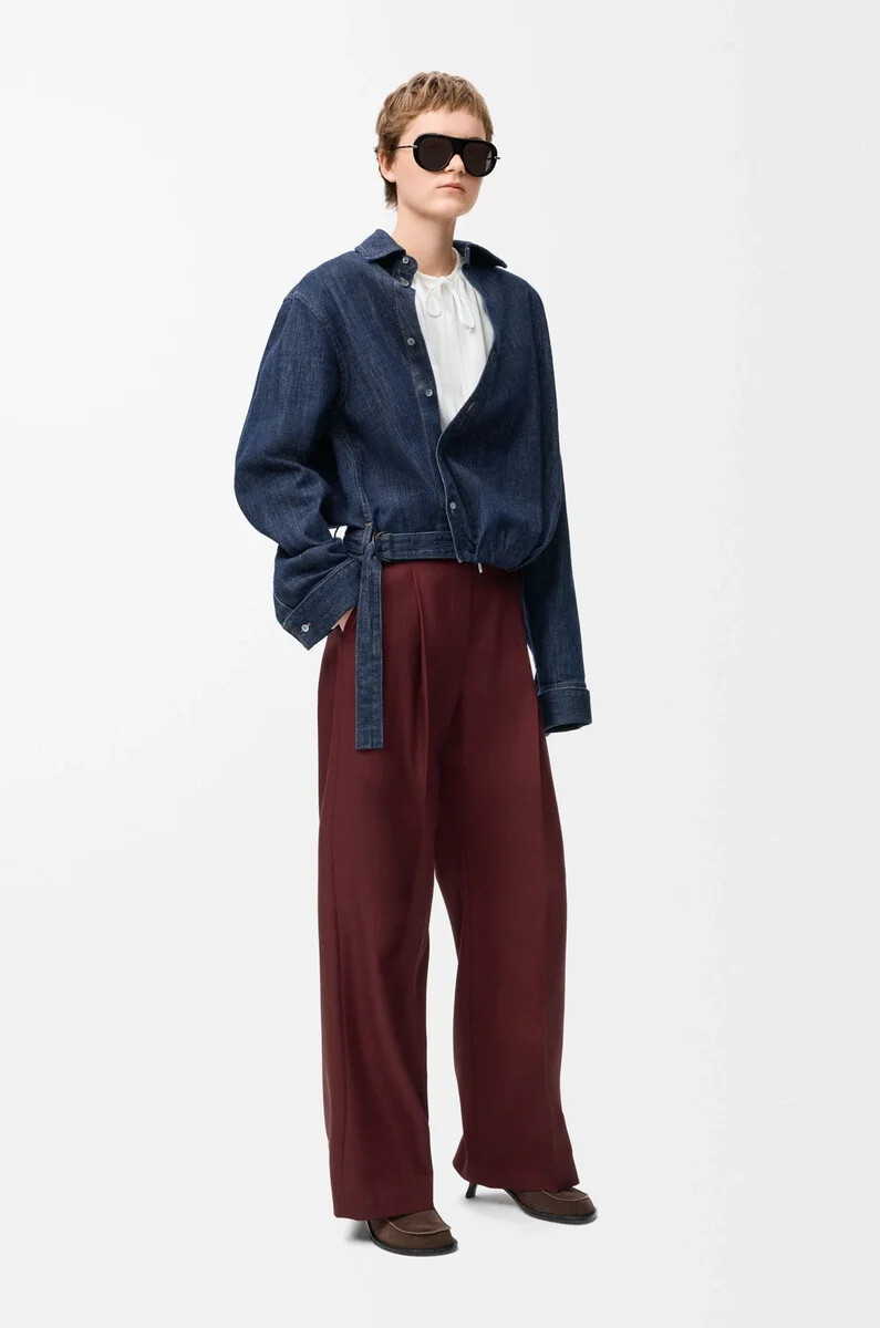 pantaloni in lana borgogna