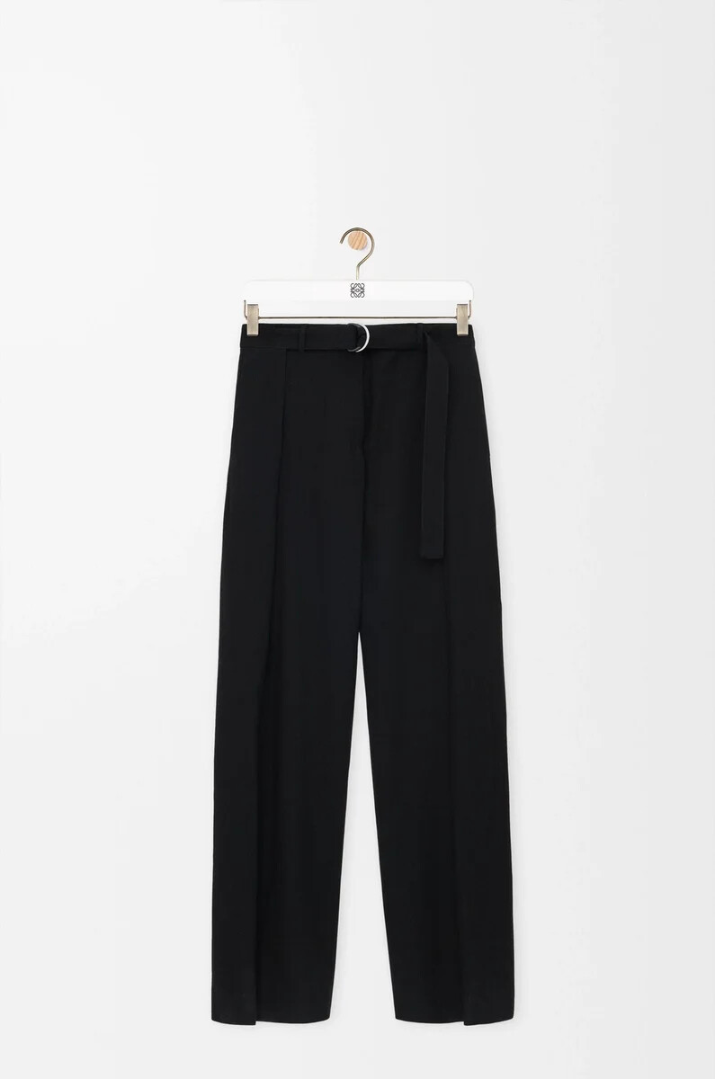 pantaloni con cintura in lana nero