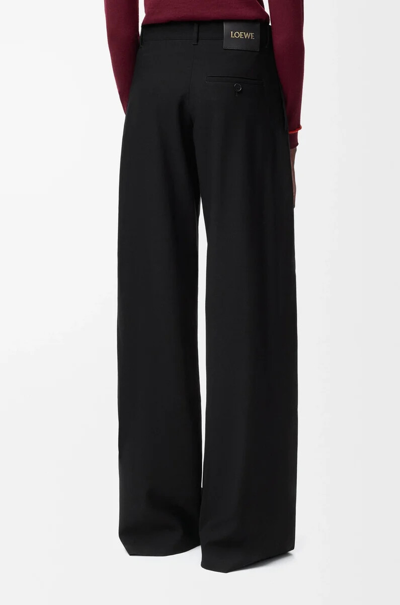 pantaloni con cintura in lana nero