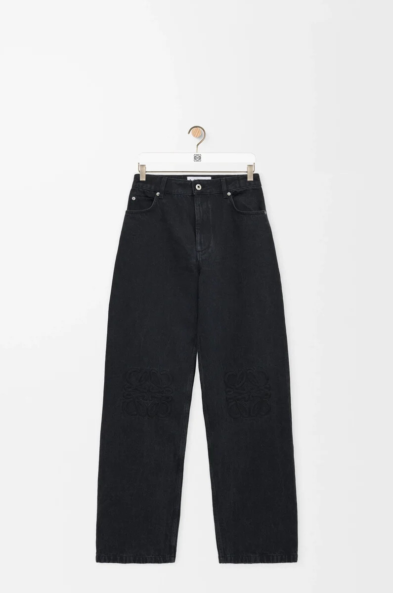 jeans larghi anagram in denim nero
