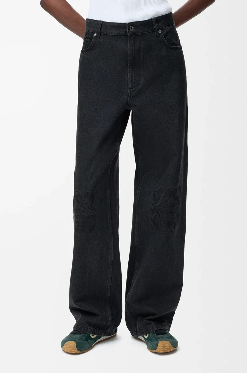 jeans larghi anagram in denim nero