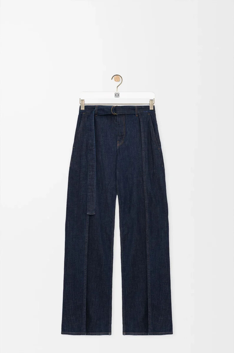 jeans con cintura in denim blu indaco