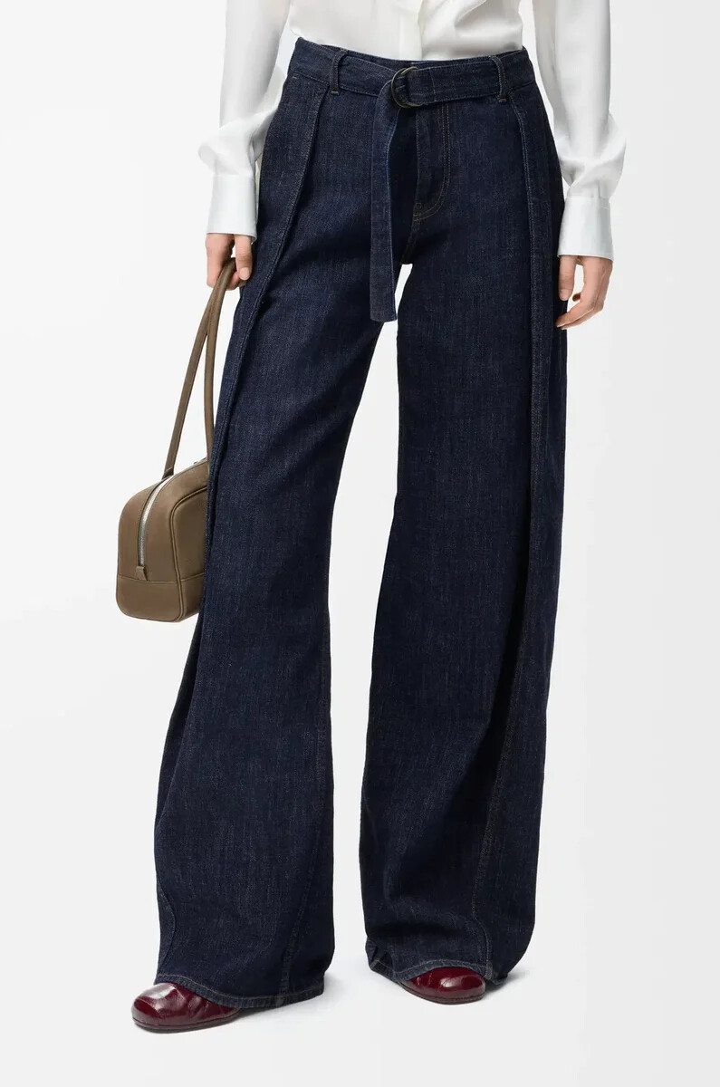 jeans con cintura in denim blu indaco