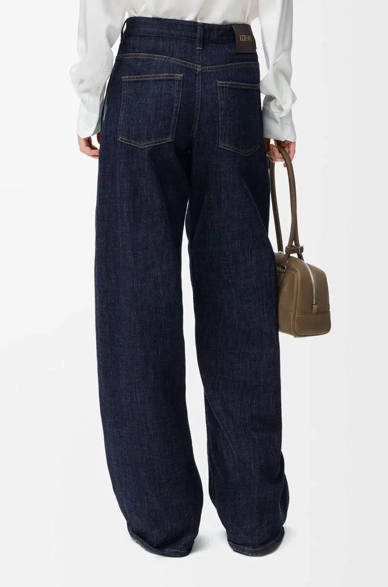 jeans con cintura in denim blu indaco