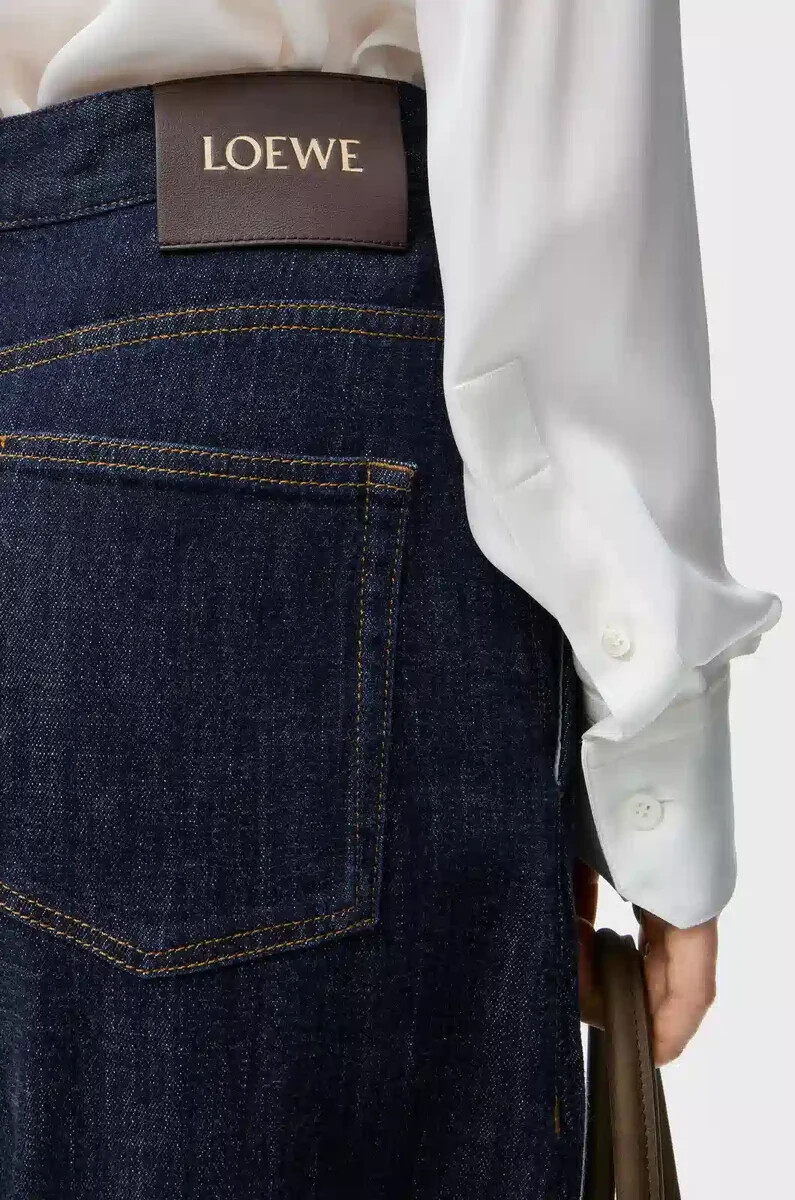 jeans con cintura in denim blu indaco