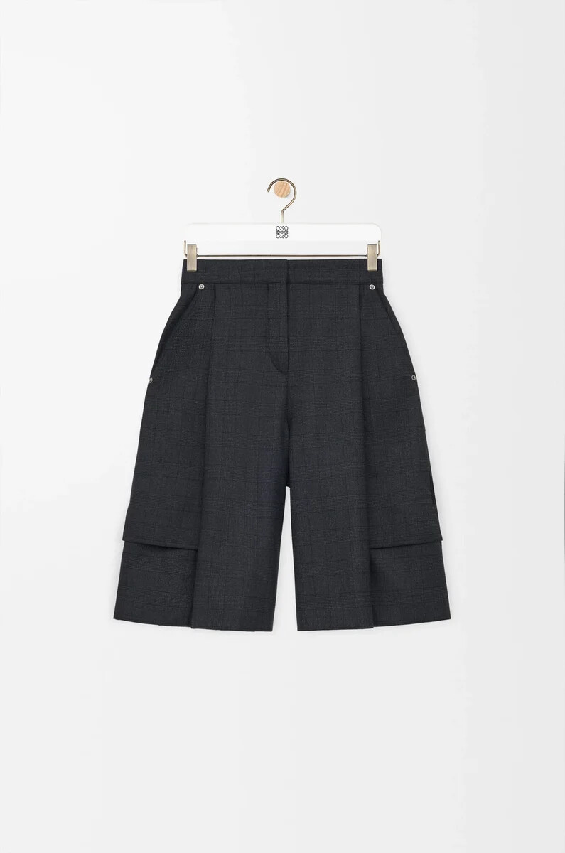 pantaloncini cargo in lana grigio scuro