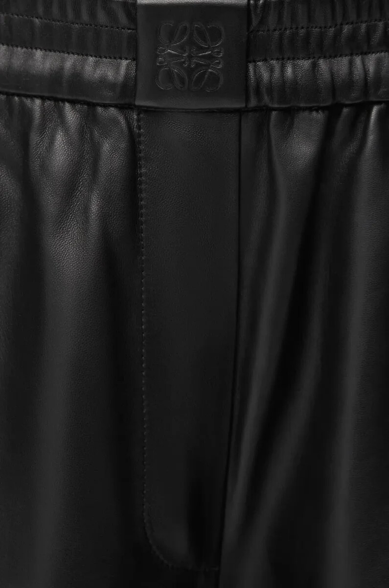 pantaloni cropped in nappa di agnello e pelle di capra scamosciata nero