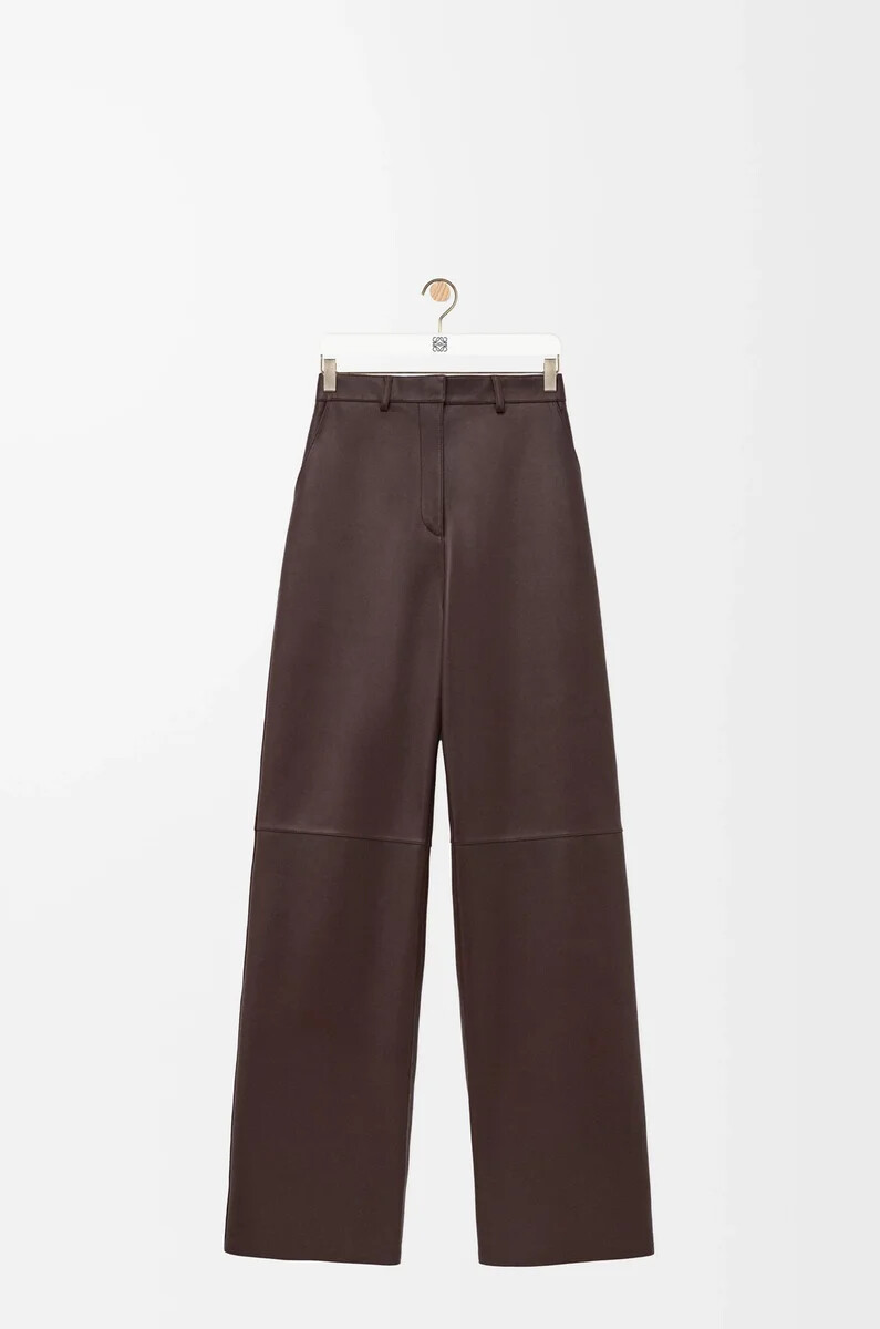 pantaloni in nappa di agnello color cioccolato