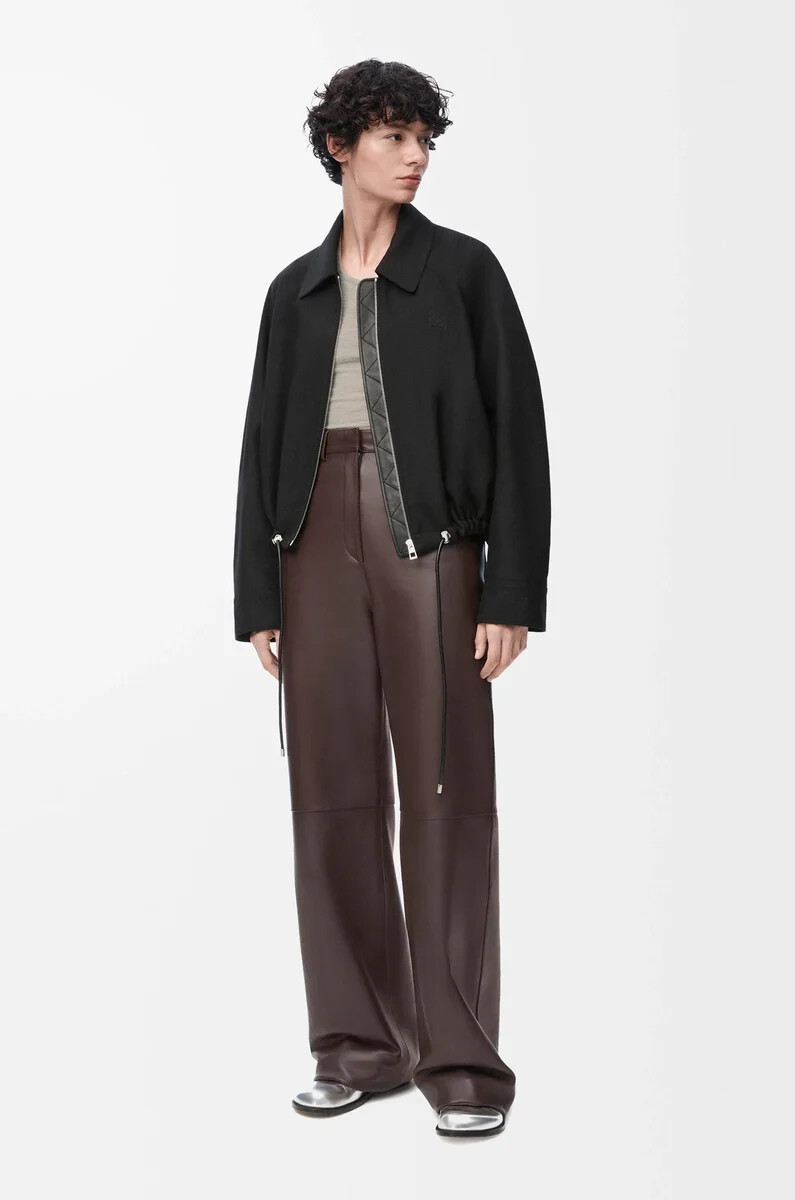 pantaloni in nappa di agnello color cioccolato