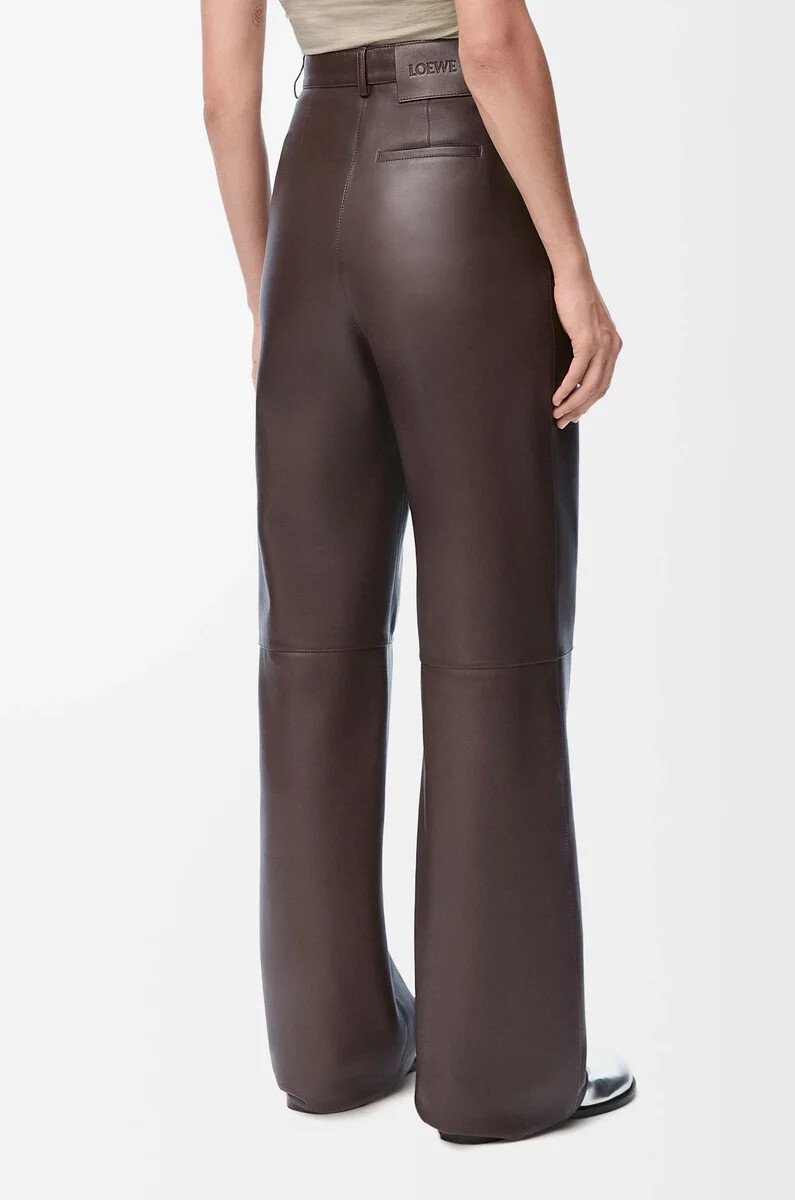 pantaloni in nappa di agnello color cioccolato
