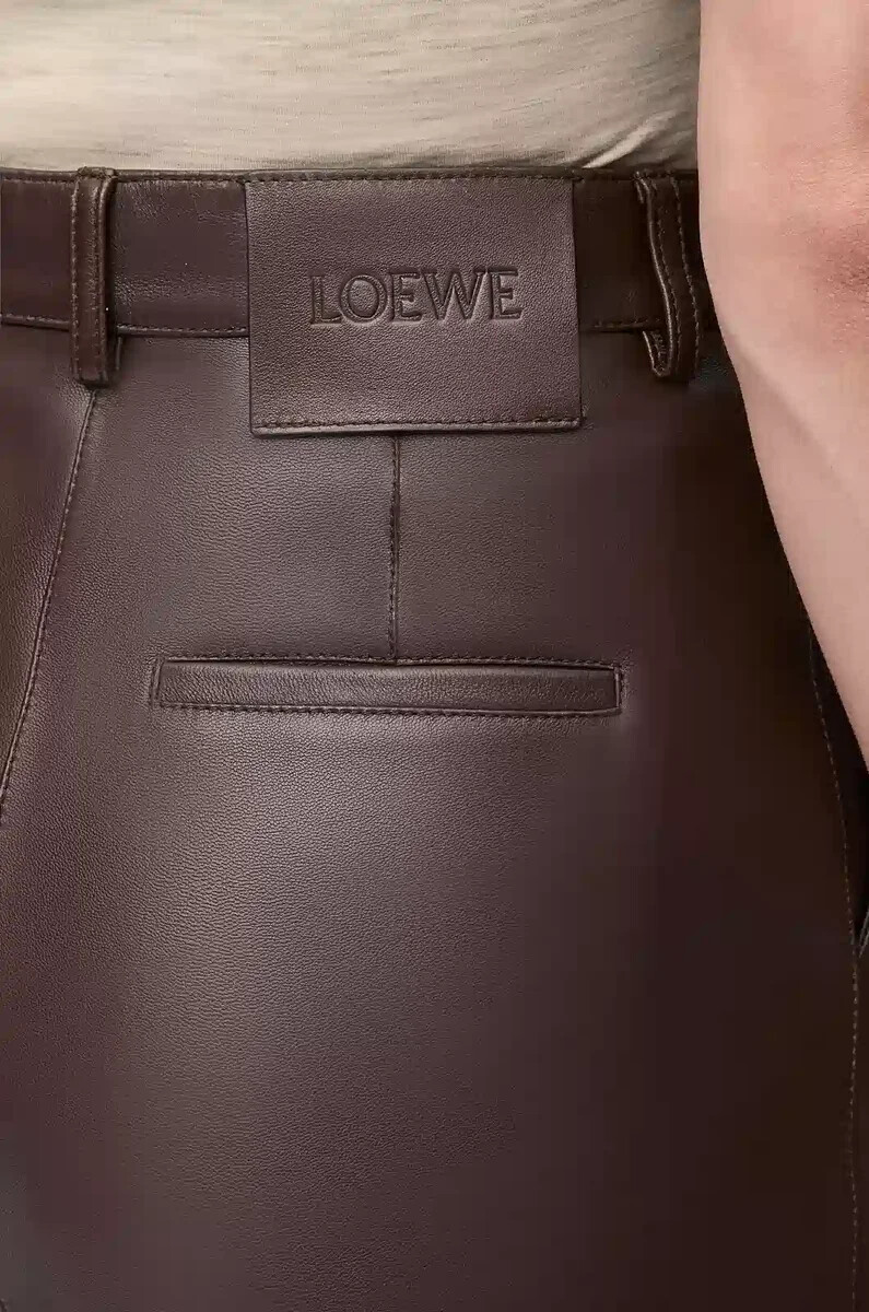 pantaloni in nappa di agnello color cioccolato
