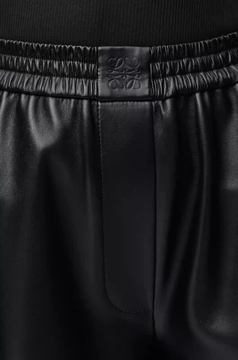 pantaloni cropped in nappa di agnello nero