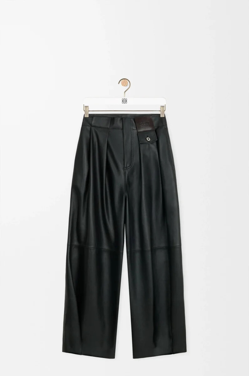 pantaloni in nappa di agnello nero