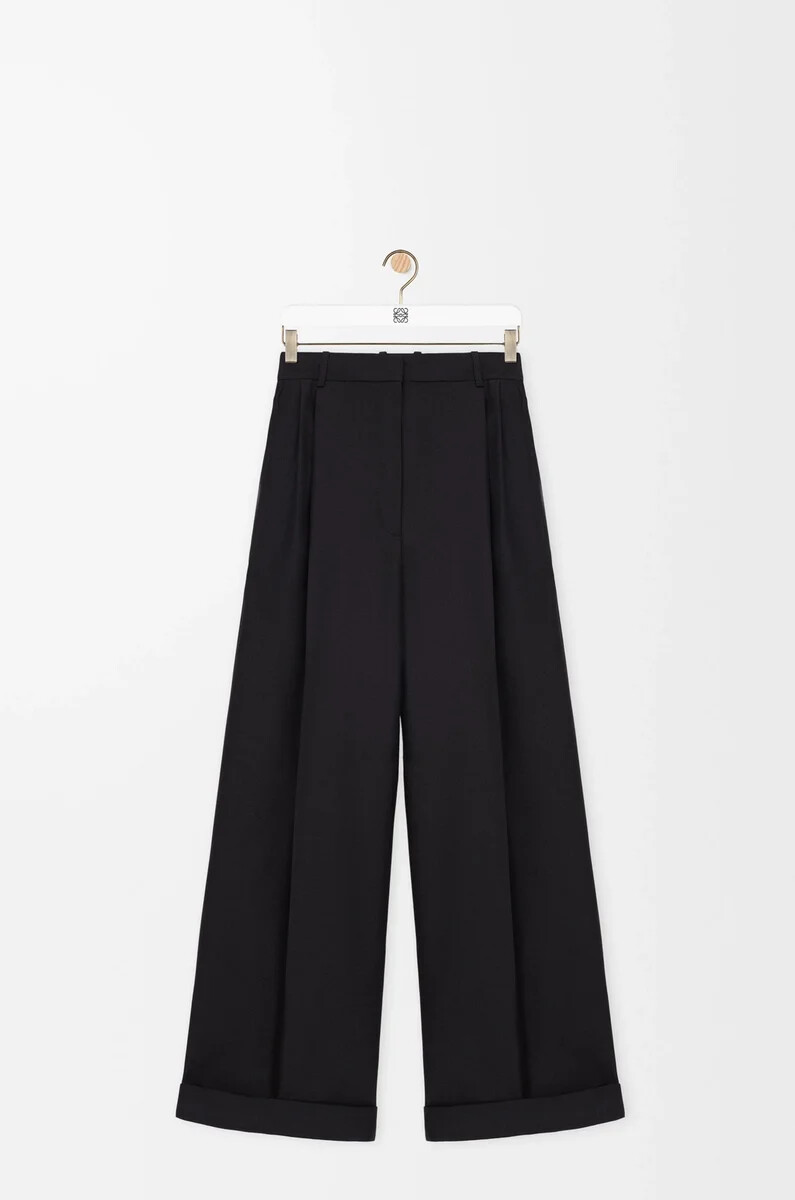 pantaloni in lana e seta nero