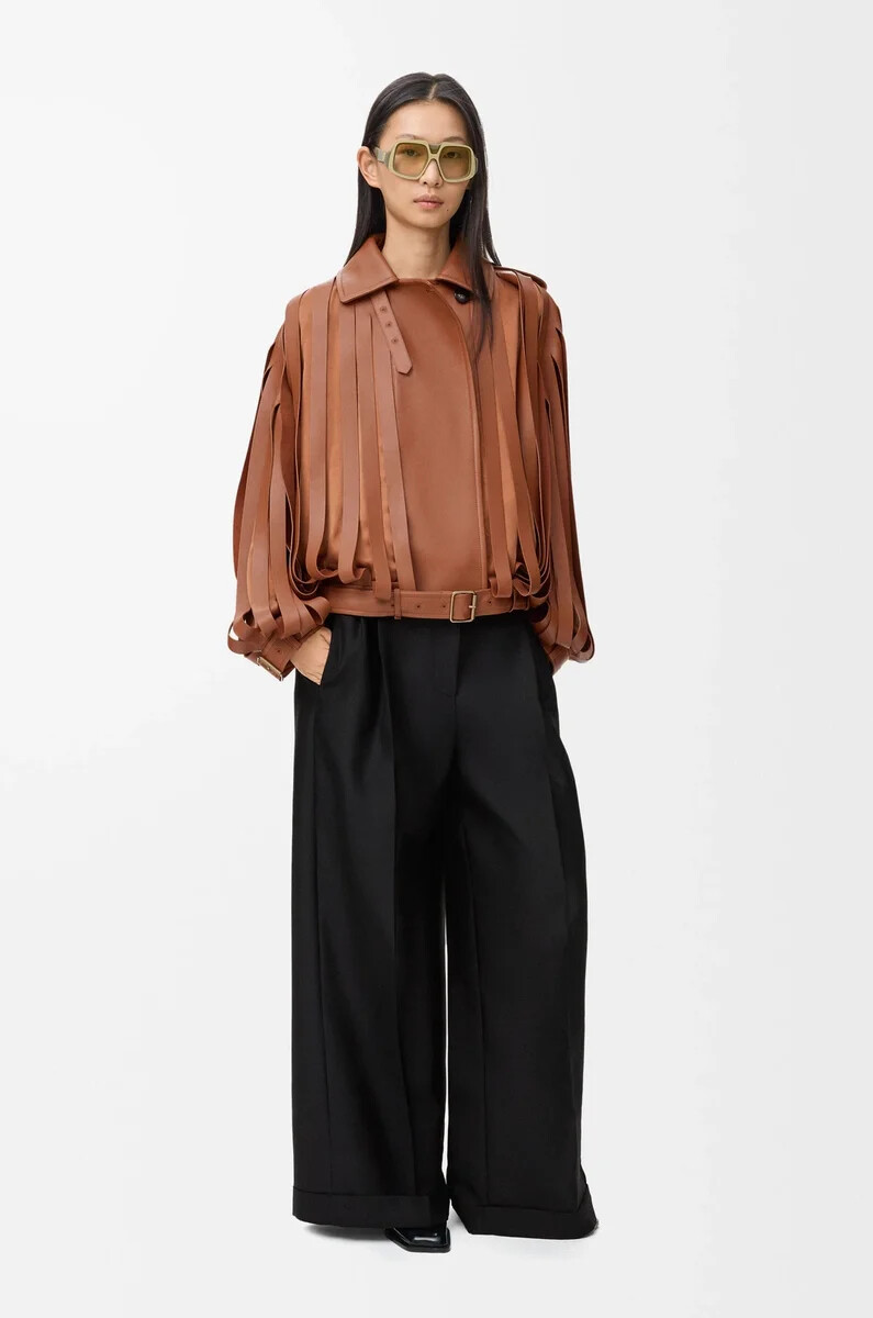 pantaloni in lana e seta nero