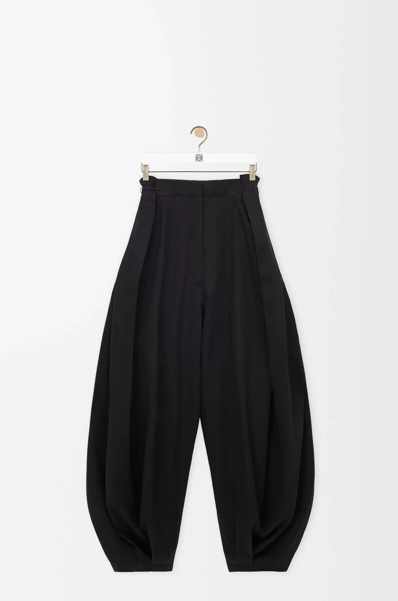 pantaloni drappeggiati in cotone e seta nero