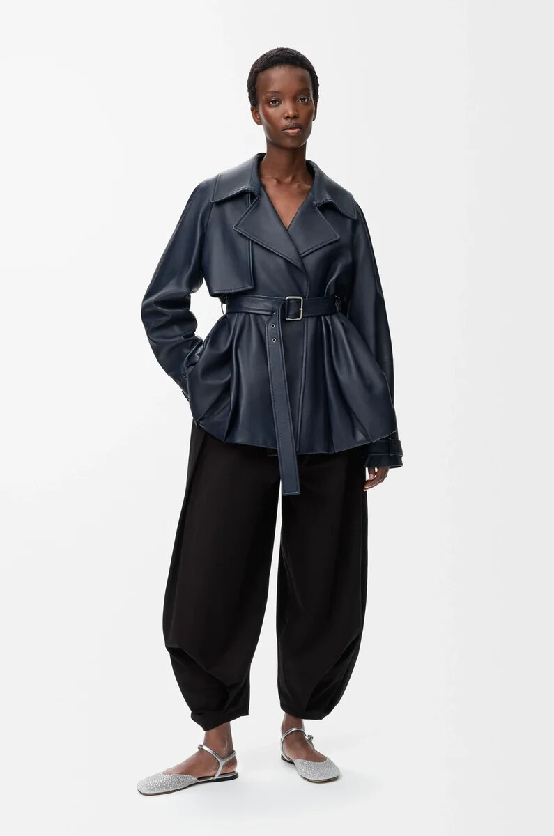 pantaloni drappeggiati in cotone e seta nero