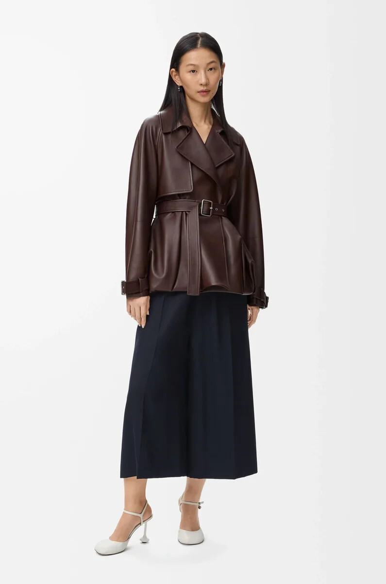 pantaloni cropped con cintura in lana blu navy
