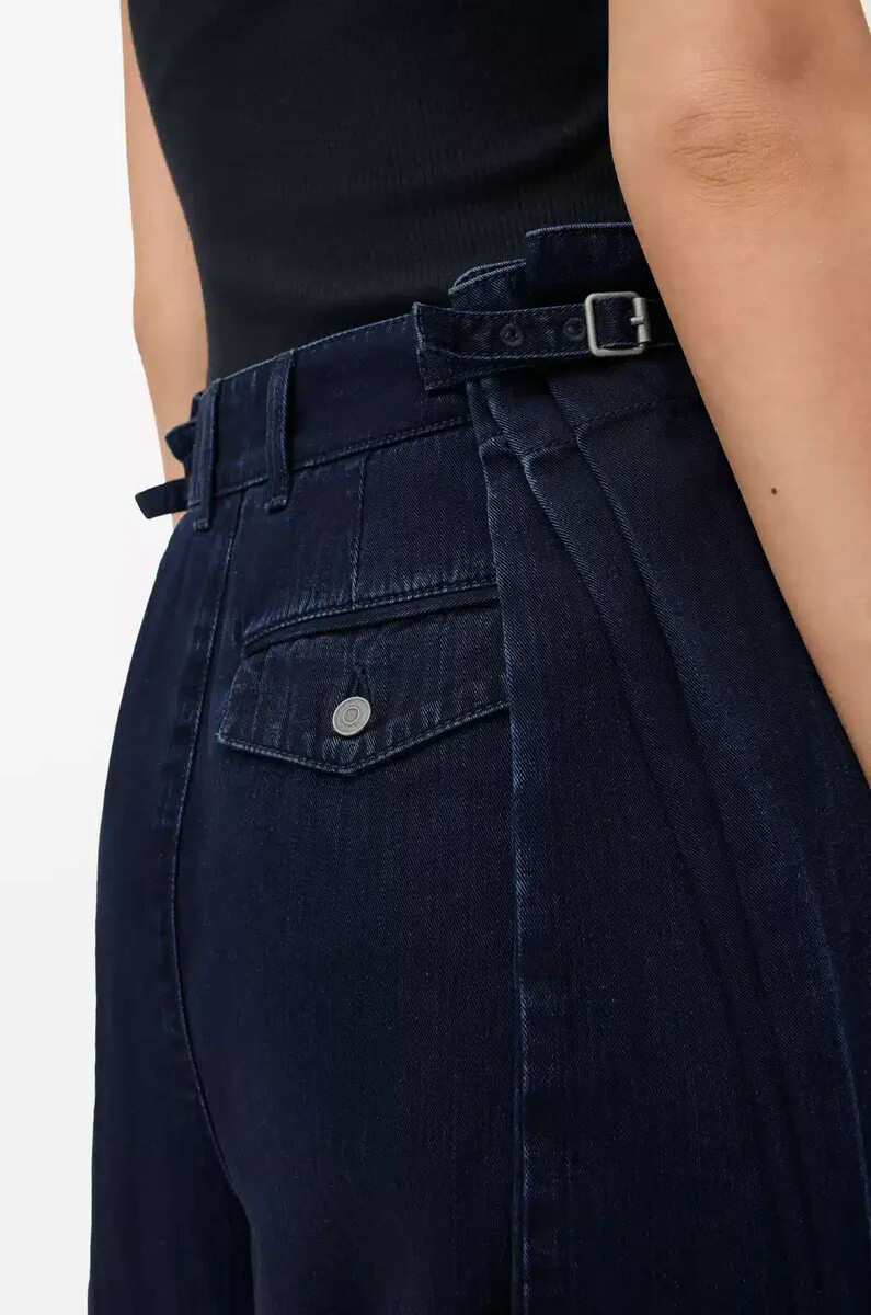 jeans drappeggiati in denim dark indigo