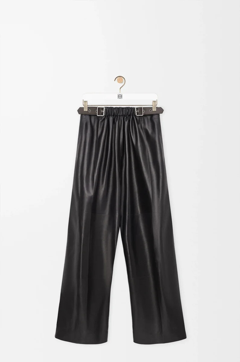 pantaloni con cintura in nappa di agnello nero