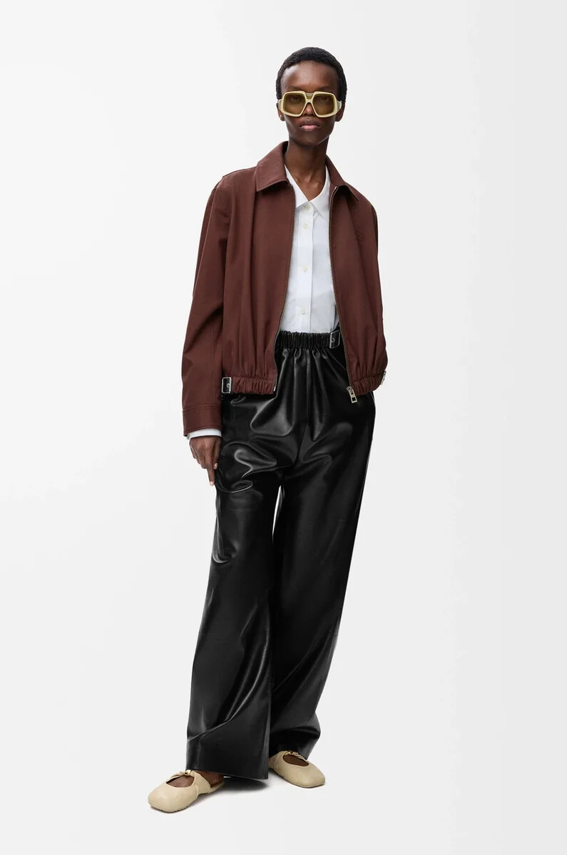 pantaloni con cintura in nappa di agnello nero