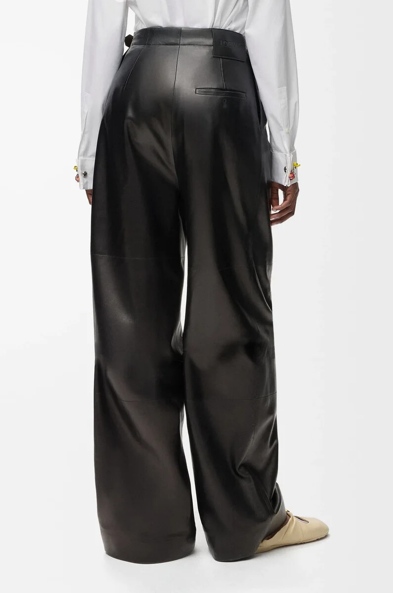 pantaloni con cintura in nappa di agnello nero