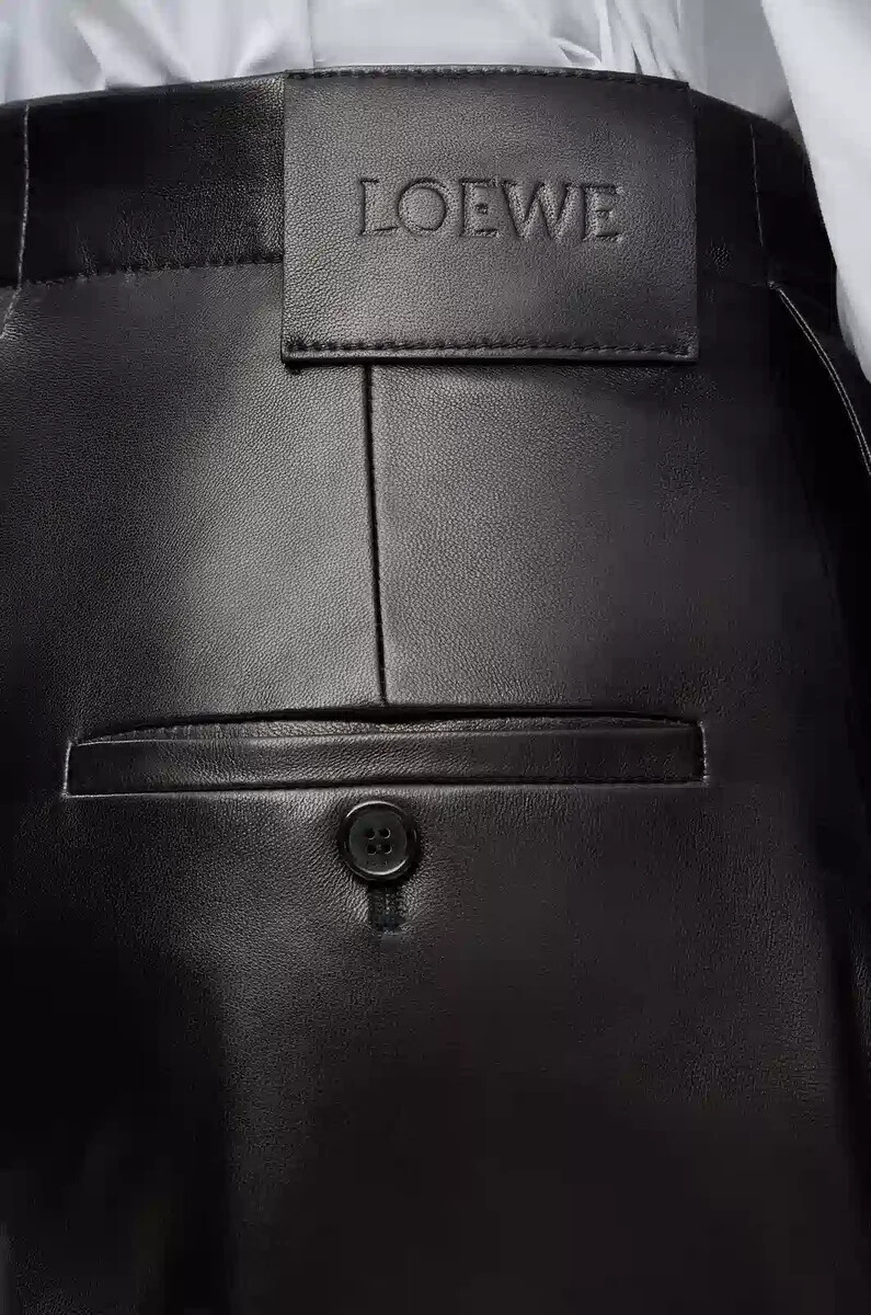 pantaloni con cintura in nappa di agnello nero
