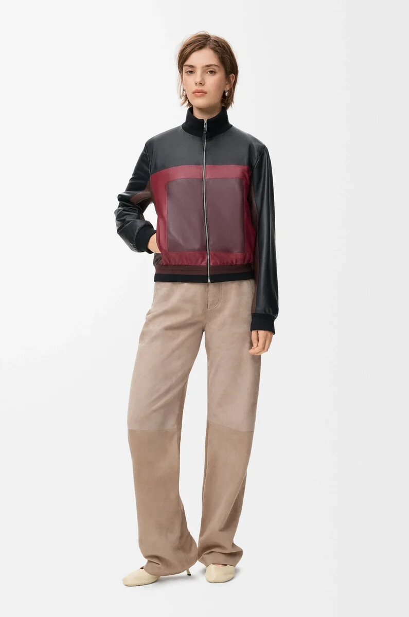 pantaloni in pelle scamosciata di capra beige scuro