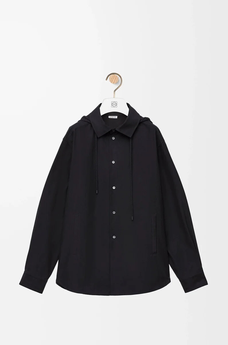 camicia con cappuccio in cotone nero
