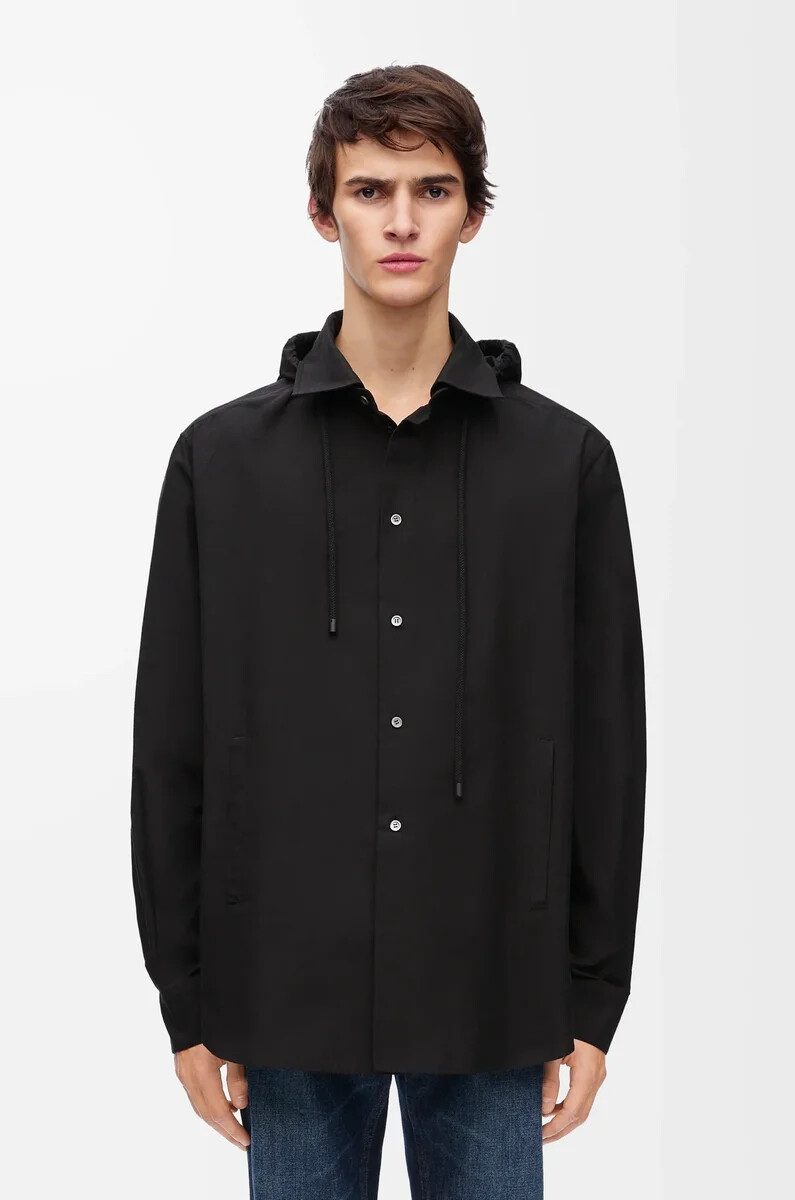 camicia con cappuccio in cotone nero