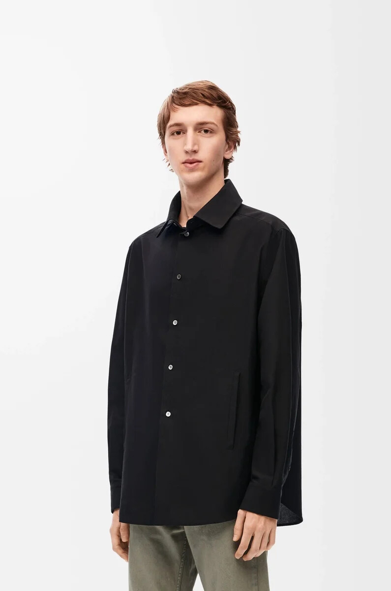 camicia con cappuccio in cotone nero