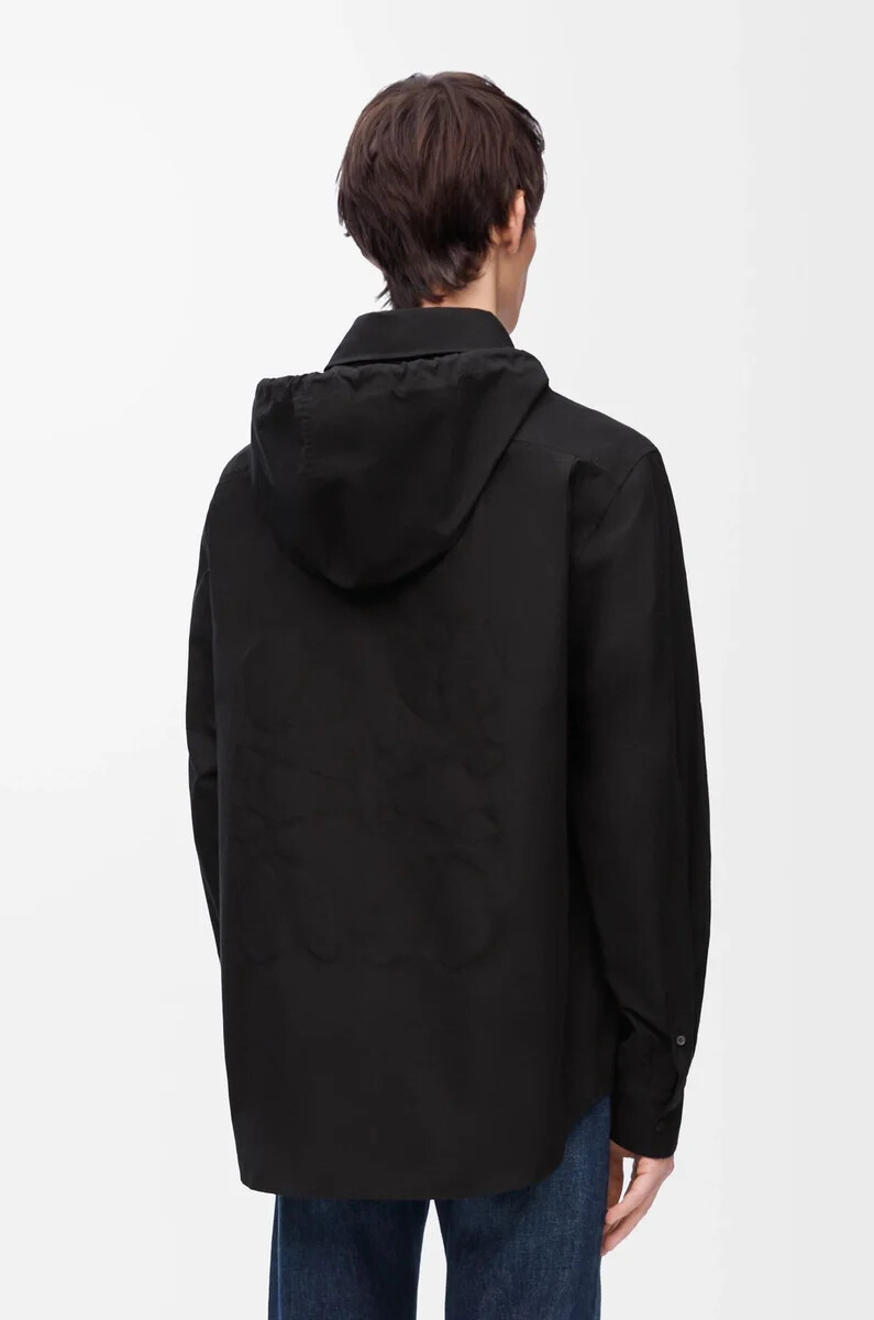 camicia con cappuccio in cotone nero