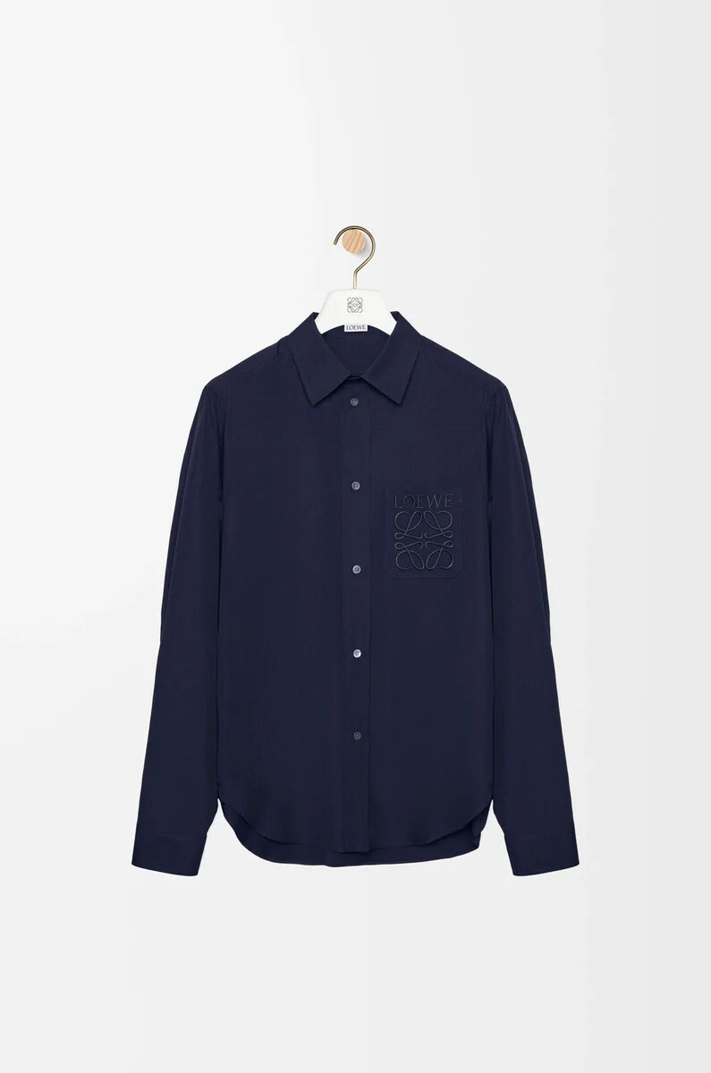camicia in cotone blu navy