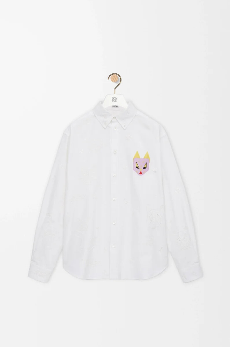 camicia in cotone biancomulticolore
