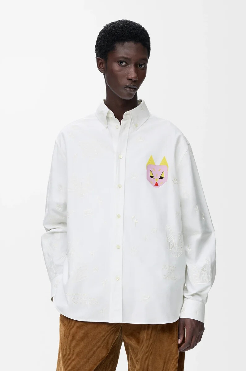camicia in cotone biancomulticolore