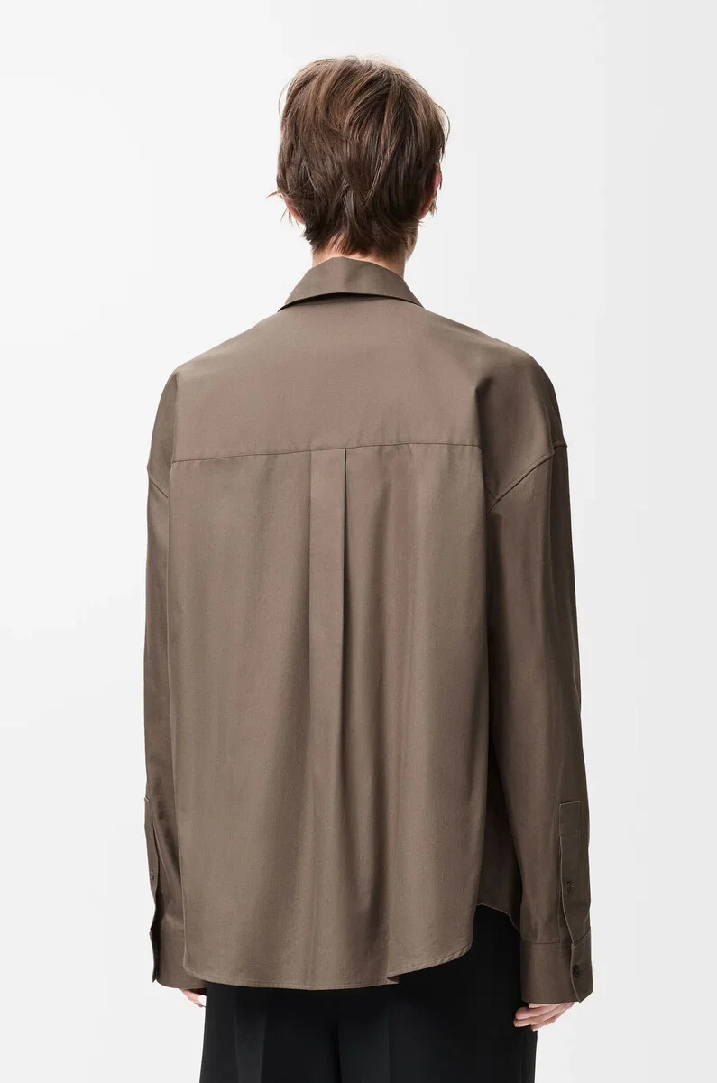 camicia in cotone marrone kaki