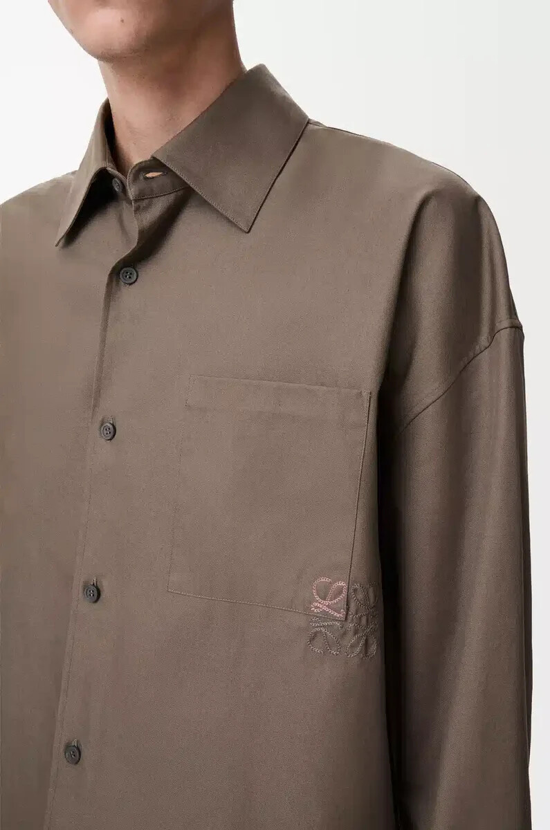 camicia in cotone marrone kaki
