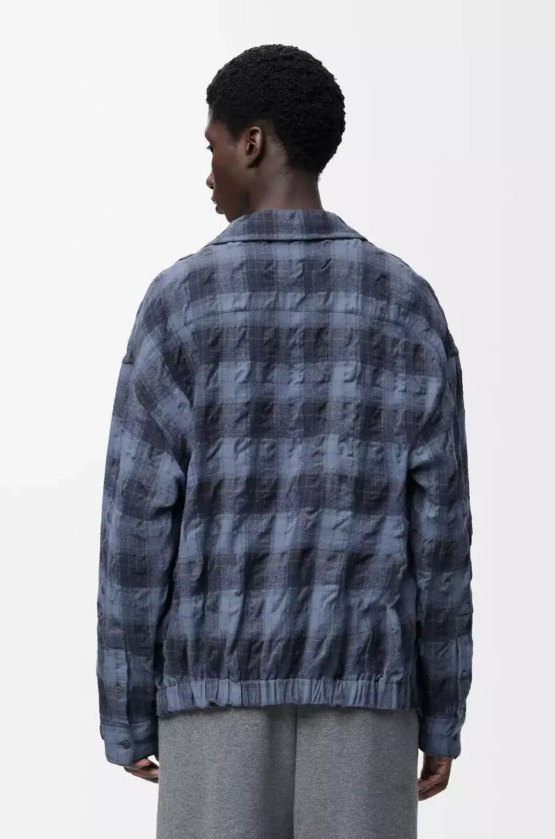 camicia in lana e cotone blu navy