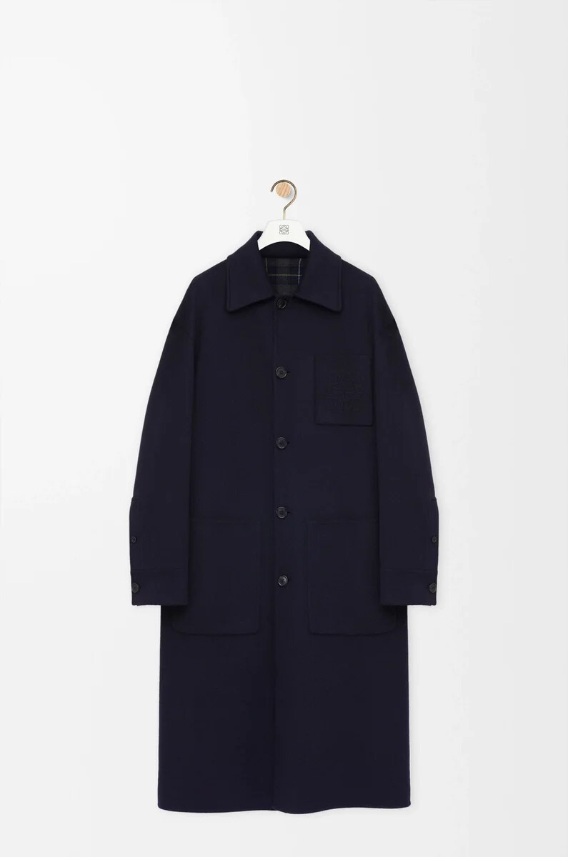 cappotto in lana e cashmere blu navygrigio