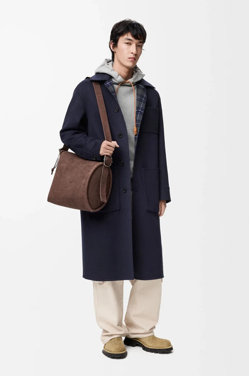cappotto in lana e cashmere blu navygrigio